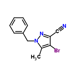 cas no 863752-24-3 is 1-Benzyl-4-bromo-5-methyl-1H-pyrazole-3-carbonitrile
