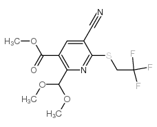 cas no 864685-30-3 is METHYL 5-CYANO-2-(DIMETHOXYMETHYL)-6-(2,2,2-TRIFLUOROETHYLTHIO)NICOTINATE