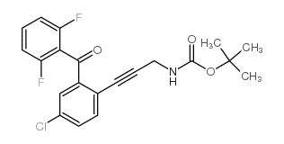 cas no 869366-03-0 is [3-[4-Chloro-2-(2,6-difluorobenzoyl)phenyl]prop-2-ynyl]carbamic acid tert-butyl ester