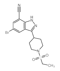 cas no 872350-26-0 is 5-BROMO-3-(1-(ETHYLSULFONYL)PIPERIDIN-4-YL)-1H-INDAZOLE-7-CARBONITRILE
