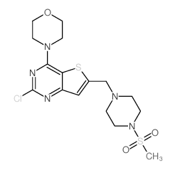cas no 885675-66-1 is 4-(2-CHLORO-6-((4-(METHYLSULFONYL)PIPERAZIN-1-YL)METHYL)THIENO[3,2-D]PYRIMIDIN-4-YL)MORPHOLINE