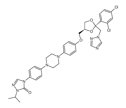 cas no 89848-49-7 is cis-4-<4-<4-<4-<<2-(2,4-dichlorophenyl)-2-(1H-1,2,4-triazol-1-ylmethyl)-1,3-dioxolan-4-yl>methoxy>phenyl>-1-piperazinyl>phenyl>-2,4-dihydro-2-(1-methylethyl)-3H-1,2,4-triazol-3-one