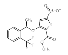 cas no 929039-94-1 is (R)-METHYL 5-NITRO-3-(1-(2-(TRIFLUOROMETHYL)PHENYL)ETHOXY)THIOPHENE-2-CARBOXYLATE