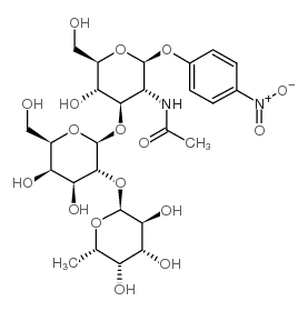 cas no 93496-53-8 is 4-Nitrophenyl2-acetamido-2-deoxy-3-O-[2-O-(a-L-fucopyranosyl)-b-D-galactopyranosyl]-b-D-glucopyranoside