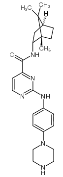 cas no 943122-71-2 is 2-(4-piperazin-1-ylanilino)-N-(4,7,7-trimethyl-3-bicyclo[2.2.1]heptanyl)pyrimidine-4-carboxamide