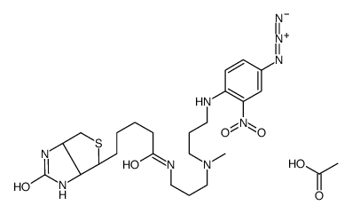 cas no 96087-38-6 is 5-[(3aS,4S,6aR)-2-oxo-1,3,3a,4,6,6a-hexahydrothieno[3,4-d]imidazol-4-yl]-N-[3-[3-(4-azido-2-nitroanilino)propyl-methylamino]propyl]pentanamide,acetic acid